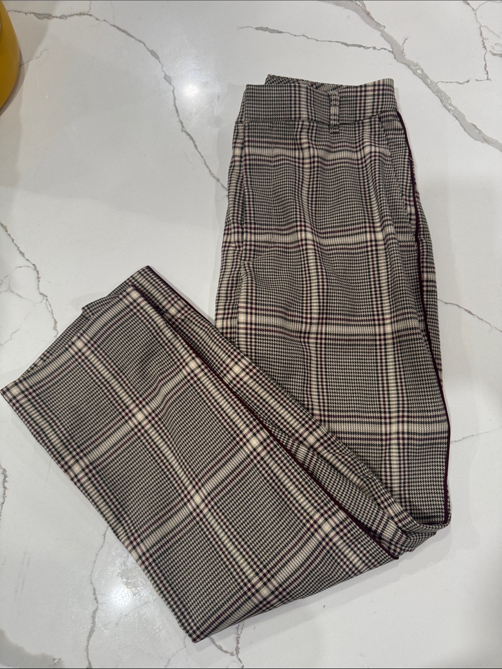 Abercrombie & Fitch Plaid Dress Pants in Brown and Cream